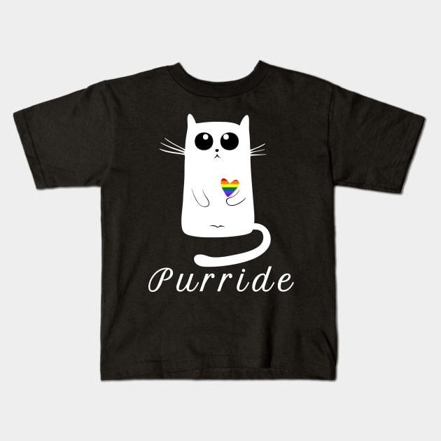 Purride Cat LGBT Kids T-Shirt by artbypond